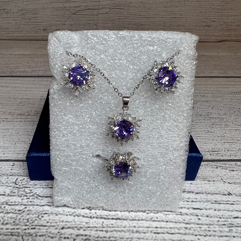 Simulated Amethyst Color and White Diamond Set (150)